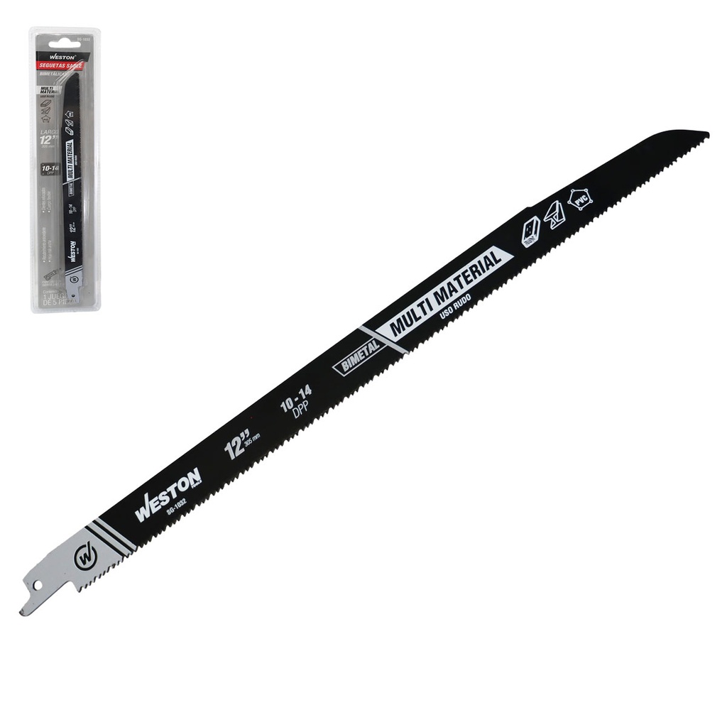 SEGUETA SABLE BIMETALICA 12" 10/14DPP (JGO C/5 PZS)