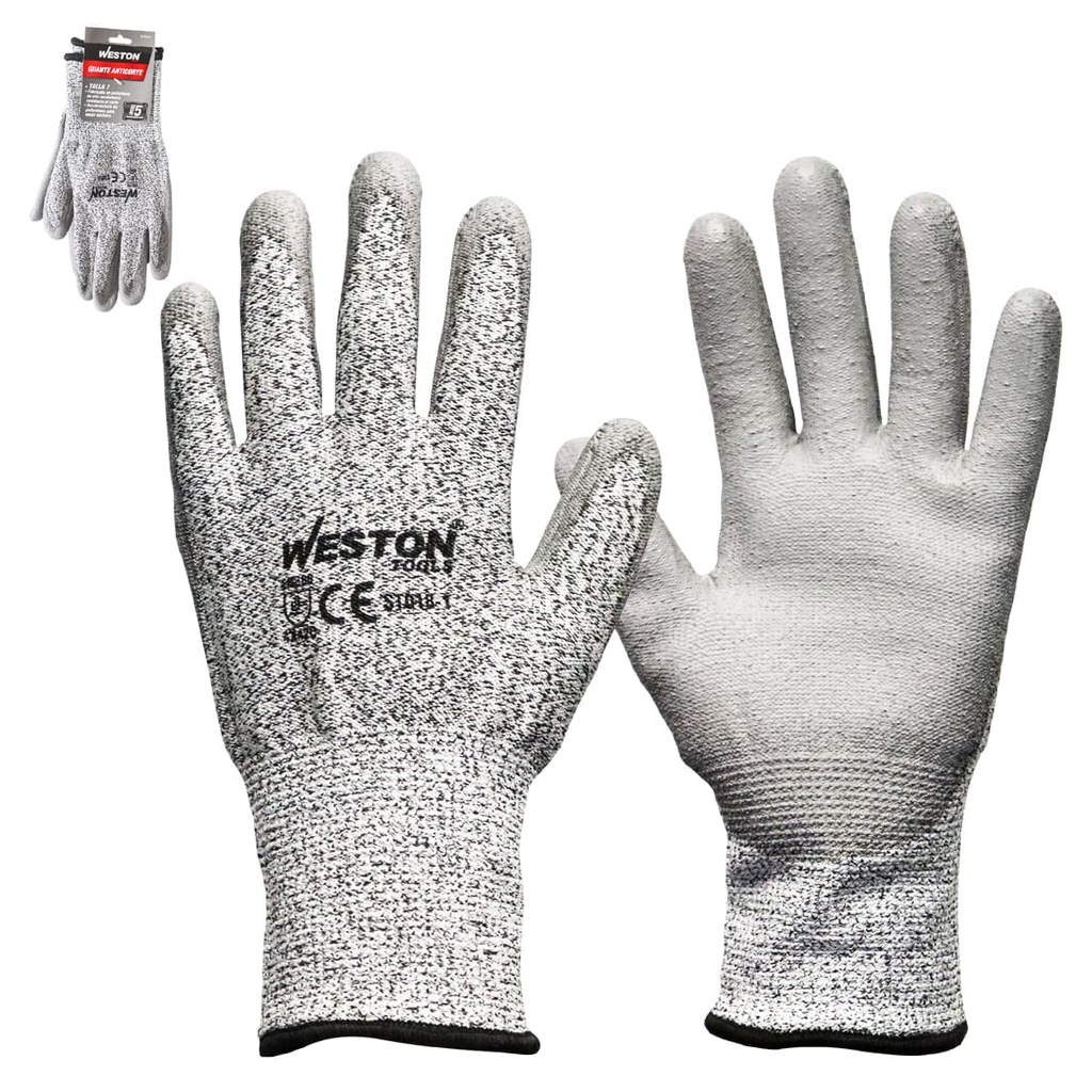GUANTE ANTICORTE WESTON NIVEL 5 TALLA 7 (Precio x par - Empaque c/10 pares)