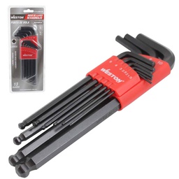 [ST-6-200-610] JUEGO 13 LLAVES LARGAS PUNTA DE BOLA .05-3/8&quot; HEX CRV
