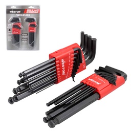 [ST-6-200-655] JUEGO DE 22 LLAVES HEX LARGAS MIXTAS PUNTA DE BOLA CRV 1.5 A 10MM / 0.05&quot; A 3/8&quot;