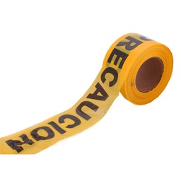 [ST-6-500-552] CINTA AMARILLA LEYENDA PRECAUCION (EMPAQUE C/5 PZAS - PRECIO X PIEZA)