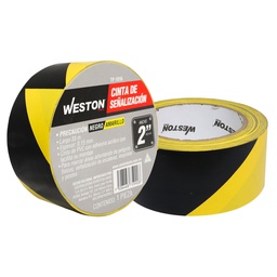 [TP-1016] CINTA DE SEÑALIZACION NEGRO/AMARILLO 50mm X 33M (CAJA C/48 PZAS - PRECIO X PIEZA)