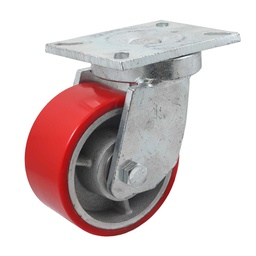 [Y-1002-150] RODAJA FIERRO VACIADO C/PU ROJA GIR. 6" X 3" (152*75MM)