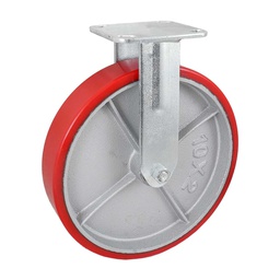[Y-1041-250] RODAJA FIERRO VACIADO C/PU FIJA ROJA 10X2"