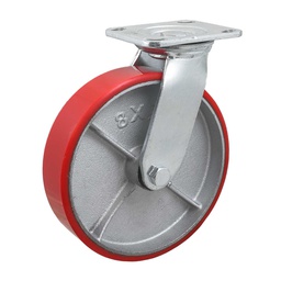 [Y-1043-200] RODAJA FIERRO VACIADO C/PU GIRA. ROJA 8X2"