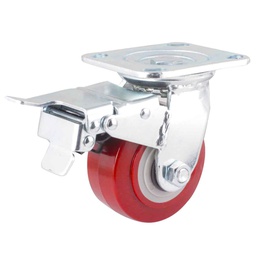 [Y-1068-100] RODAJA MARRON PU GIRA. C/FRENO TOTAL 4X2"