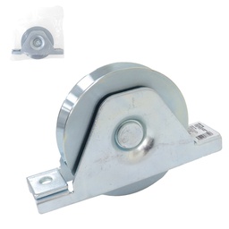 [Y-1133-100] RUEDA P/PUERTA CORREDIZA  D/ACERO ZINCADA RANURA "V" FIJA 4"