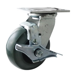 [Y-1177-125] RODAJA PU VERDE C/NAILON GIRA. C/FRENO 5X2" USO RUDO