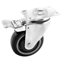 [Y-4102-100] RODAJA PU/PP 4" P/CARRITO SUPER GIRA. C/FRENO