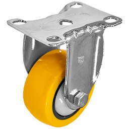 [ZF5281] RODAJA PU AMARILLO CROMADA FIJA 3"