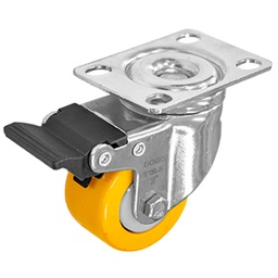 [ZF5286] RODAJA PU AMARILLO CROMADA GIRA/FRENO 2"