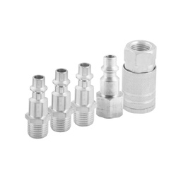 [WF0153] COPLES PARA MANGUERA CROMADO 1/4&quot; JUEGO 5 PIEZAS