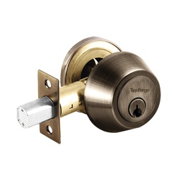 [PF0078] CERROJO DOBLE CILINDRO LATON ANTIGUO