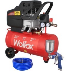 [WF0736K] COMPRESOR DE AIRE HORIZONTAL 2HP 24 LTS,KIT CON MANGUERA Y PISTOLA