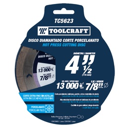 [TC5623] DISCO DIAMANTADO 4 1/2&quot; CORTE PORCELANATO