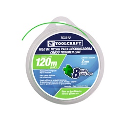[TC3212] HILO DE NYLON P/DESBROZADORA2MM  (.080") 120M TIPO DONA