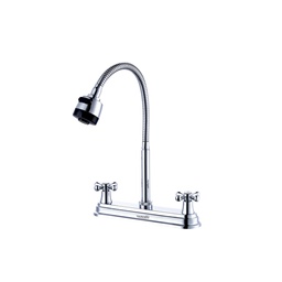 [YE0042] MEZCLADORA ABS FLEXIBLE FREGADERO 8&quot; CUELLO BAR MANERAL CRUZ