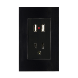 [8843935] CONTACTO Y DOS ENTRADAS USB CON PLACA DE ACRILICO NEGRO