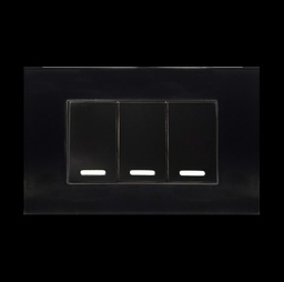 [8843955] 2 APAGADORES ESCALERA Y 1 SENCILLO CON PLACA DE ACRILICO NEGRA 24 mm