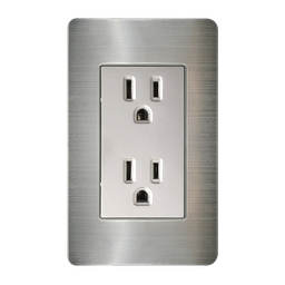 [8841925] CONTACTO DOBLE ATERRIZADO CON PLACA DE ACERO INOXIDABLE 72 MM