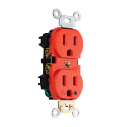 [8810255] CONTACTO DOBLE ATERRIZADO NARANJA TIERRA AISLADA