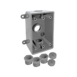 [CAPR719G] CAJA RECTANGULAR NO METALICA 3 ORIFICIOS ROSCADOS DE 1/2” o 3/4” GRIS