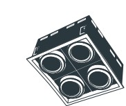 [A1D-0S4S0-G-G3-04] CARCASA CUADRADA DE EMPOTRAR DIRIGIBLE 4 SALIDAS CDMT GRIS