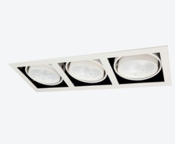 [AFL100-3] LUMINARIO CUADRADO DE EMPOTRAR LED 3 SALIDAS DIRIGIBLE DE ACRILICO CON REFLECTOR CIRCULAR BLANCO 3X10 W 110-240 V~ 60 Hz 4 200 K 4 180 lm