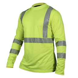 [ECO-111AMCR2XG] CAMISA ECOFRIENDLY MANGA LARGA CUELLO REDONDO AMARILLA C/REFLEJANTE T-2XG.