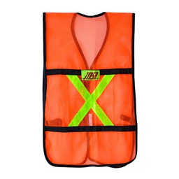 [ECO-1010CRL] CHALECO ECOFRIENDLY DE MALLA ANARANJADO, C/REF PLASTICO JYRSA MICRO ESFERAS, BIES NEGRO, UNITALLA