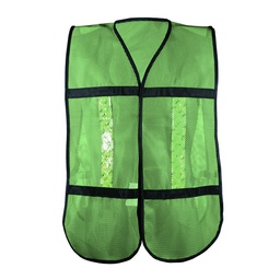 [ECO-1010VCRL] CHALECO ECOFRIENDLY DE MALLA VERDE, C/REF PLASTICO JYRSA MICRO ESFERAS, BIES NEGRO, UNITALLA