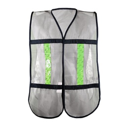 [ECO-1010BCRL] CHALECO ECOFRIENDLY DE MALLA BLANCO, C/REF PLASTICO JYRSA MICRO ESFERAS, BIES NEGRO, UNITALLA