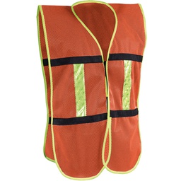 [ECO-1011CRL] CHALECO ECOFRIENDLY DE MALLA LIGERA CON BIES ANARANJADO DE ALTA VISIBILIDAD Y REF/PLASTICO JYRSA