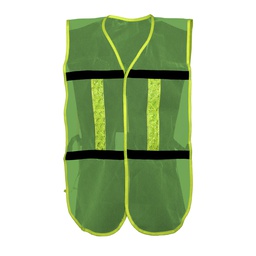 [ECO-1011VCRL] CHALECO ECOFRIENDLY DE MALLA LIGERA CON BIES VERDE DE ALTA VISIBILIDAD Y REF/PLASTICO JYRSA