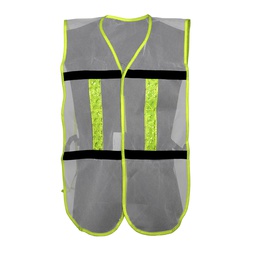 [ECO-1011BCRL] CHALECO ECOFRIENDLY DE MALLA LIGERA CON BIES BLANCO DE ALTA VISIBILIDAD Y REF/PLASTICO JYRSA