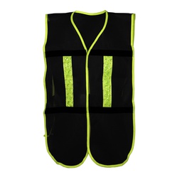 [ECO-1011NCRL] CHALECO ECOFRIENDLY DE MALLA LIGERA CON BIES NEGRO DE ALTA VISIBILIDAD Y REF/PLASTICO JYRSA