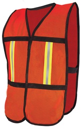[ECO-1012CR] CHALECO ECOFRIENDLY DE MALLA ANARANJADO C/REF TEXTIL BICOLOR 2&quot;.