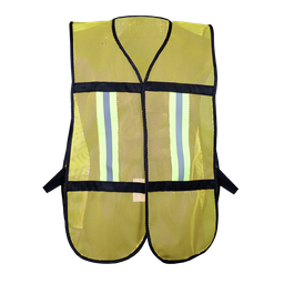 [ECO-1012AMCR] CHALECO ECOFRIENDLY DE MALLA AMARILLO C/REF TEXTIL BICOLOR 2&quot;.