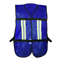 [ECO-1012AZCR] CHALECO ECOFRIENDLY DE MALLA AZUL C/REF TEXTIL BICOLOR 2&quot;.