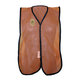 [ECO-1012SR] CHALECO ECOFRIENDLY DE MALLA ANARANJADO CON BIES NEGRO, SIN REFLEJANTE.
