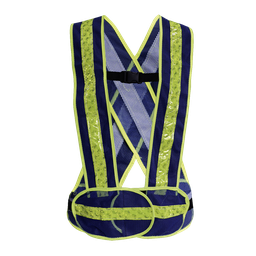 [ECO-1017AZCR] CHALECO ECOFRIENDLY TIPO CARRILLERO MALLA AZUL C/REF MICRO ESFERAS JYRSA.