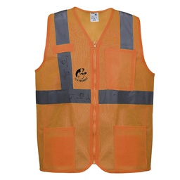 [ECO-1020ANCRGD] CHALECO ANSI TIPO R CLASE 2, ECOFRIENDLY ANARANJADO HI-VIS, C/REF GRIS DE 2&quot; Y ZIPPER FRONTAL. T-GD.
