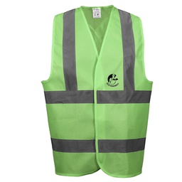 [ECO-1026VCRGD] CHALECO ANSI TIPO R CLASE 2, ECOFRIENDLY VERDE HI-VIS, C/REF GRIS DE 2&quot; Y CIERRE DE GANCHO Y FELPA. T-GD.