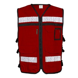 [SR-2020GUCRGD] CHALECO RESCATISTA ABIERTO GUINDO 100% ALGODON CON REFLEJANTE TALLA GD