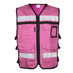[SR-2020ROCRMD] CHALECO RESCATISTA ABIERTO ROSA 100% ALGODON CON REFLEJANTE TALLA MD