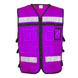 [SR-2020MOCRGD] CHALECO RESCATISTA ABIERTO MORADO 100% ALGODON CON REFLEJANTE TALLA GD