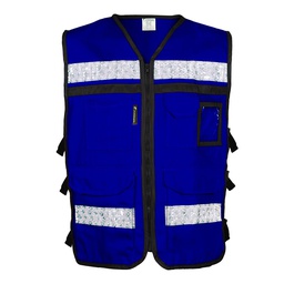 [SR-2020AZCRMD] CHALECO AZUL ABIERTO  TIPO RESCATISTA DE ALGODON  TALLA MD