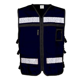 [SR-2020AZMCR2XG] CHALECO AZUL MARINO ABIERTO TIPO RESCATISTA DE 100%  ALGODON TALLA 2XG