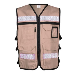 [SR-2020BGCR2XG] CHALECO BEIGE ABIERTO TIPO RESCATISTA DE ALGODON TALLA 2XG