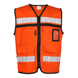 [SR-2030ANCRMD] CHALECO ANARANJADO CERRADO  TIPO RESCATISTA DE ALGODON  TALLA MD